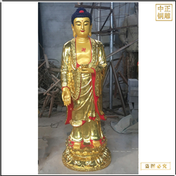鑄銅關公 供奉寺廟彩繪西方三圣銅佛像