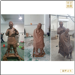 鑄銅關公 掏耳朵人物銅雕塑制作廠家