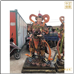 鑄銅關公 黃銅彩繪韋陀銅佛像