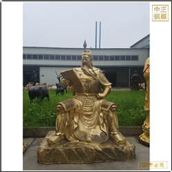 鑄銅關公 坐像看書銅關公雕塑