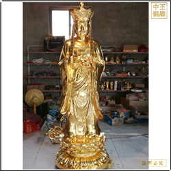 鑄銅關公 純銅貼金地藏菩薩站像