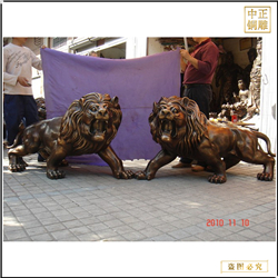 鑄銅關(guān)公 無底座款成對銅獅子擺件
