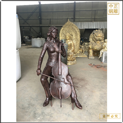 鑄銅關公 拉琴人物銅雕塑制作