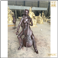 鑄銅關公 現代廣場拉大提琴人物銅雕塑