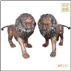 鑄銅關(guān)公 兩只銅獅子圖片