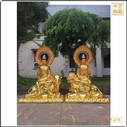 鑄銅關(guān)公 騎大象文殊普賢佛像