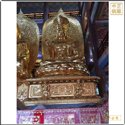 鑄銅關(guān)公 大型貼金鑄銅西方三圣廠家