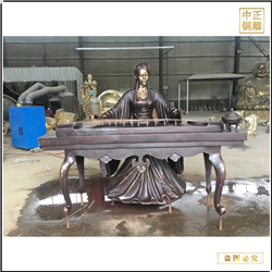 鑄銅關(guān)公 室外大型彈古箏人物雕塑