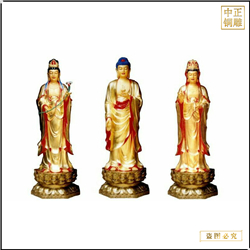 鑄銅關公 貼金西方三圣神像定制