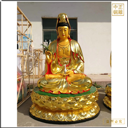 鑄銅關(guān)公 貼金坐像觀音菩薩銅像