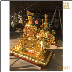 鑄銅關(guān)公 鑄造文殊普賢彩繪貼金銅像
