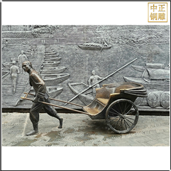鑄銅關(guān)公 拉車人物銅雕塑