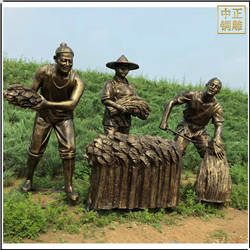 鑄銅關(guān)公 男子捆麥子人物雕塑