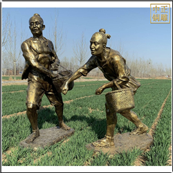 鑄銅關公 種麥子人物銅雕塑
