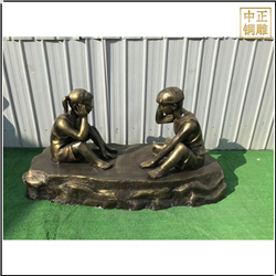 小孩下棋人物景觀雕塑 小孩下棋人物景觀雕塑