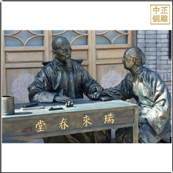 鑄銅關公 中醫號脈人物雕塑