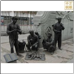 鑄銅關公 賣東西人物銅雕塑