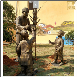 鑄銅關公 賣糖葫蘆民俗雕塑