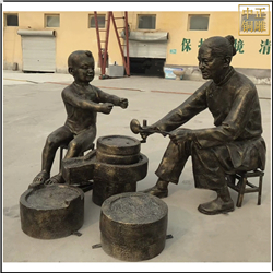 鑄銅關公 磨豆腐人物銅雕塑