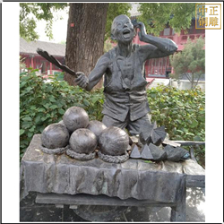鑄銅關公 水果商販人物雕塑