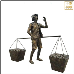 鑄銅關公 小販吆喝人物銅雕塑
