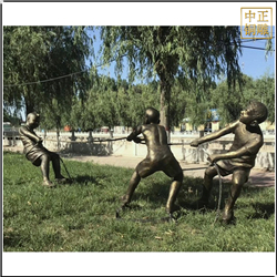 鑄銅關公 校園小孩拔河人物銅雕塑