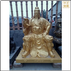 鑄銅關(guān)公 坐式黃銅關(guān)公像鑄造